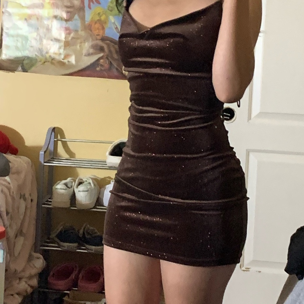 brown/red windsor mini dress